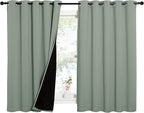 NICETOWN Greyish Green 100% Blackout Lined Curtains, 2 Thick Layers Completely by NICETOWN