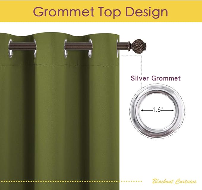 NICETOWN Window Curtain Panels, Thermal Insulated Solid Grommet Blackout - Image 2