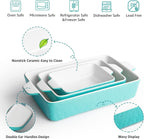 Baking Dish Set of 3 Nonstick Bakeware Set with Handles, Aquamarine