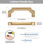 5 Pack Brushed Brass Cabinet Handles, 3" Solid Kitchen Drawer Pulls