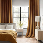 MIULEE Golden Brown Back Tab Blackout Curtains 120 Inch Long 2 Panels Set - Image 2