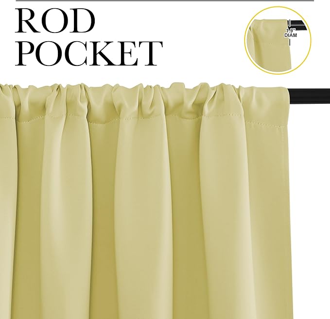 NICETOWN Blackout Curtains for Living Curtains, Paler Yellow, 52 by 63 Inch - Image 2