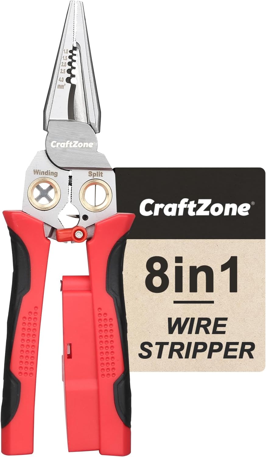 8‑in‑1 Wire Stripper Pliers, Non‑Contact Voltage Tester, Green‑Black