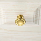 KOOFIZO 10 Pack Brushed Gold Cabinet Knobs Round Single Hole Pulls 1960