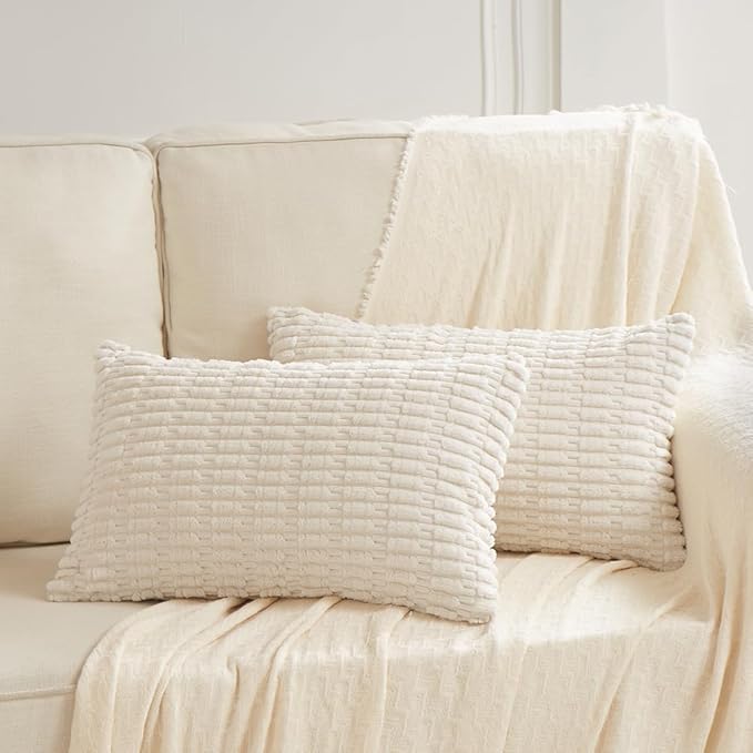 Fancy Homi 4 Packs Boho Cream Decorative Throw Pillow Covers 12x20 Inch - Image 6