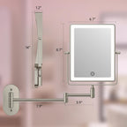 FASCINATE 8.7" 5000mAh Rechargeable Wall Mounted Makeup Mirror (Nickel)
