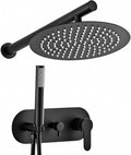HUCKLE Matter Black Shower Faucet Set, 10 Inch Round Rainfall Shower System