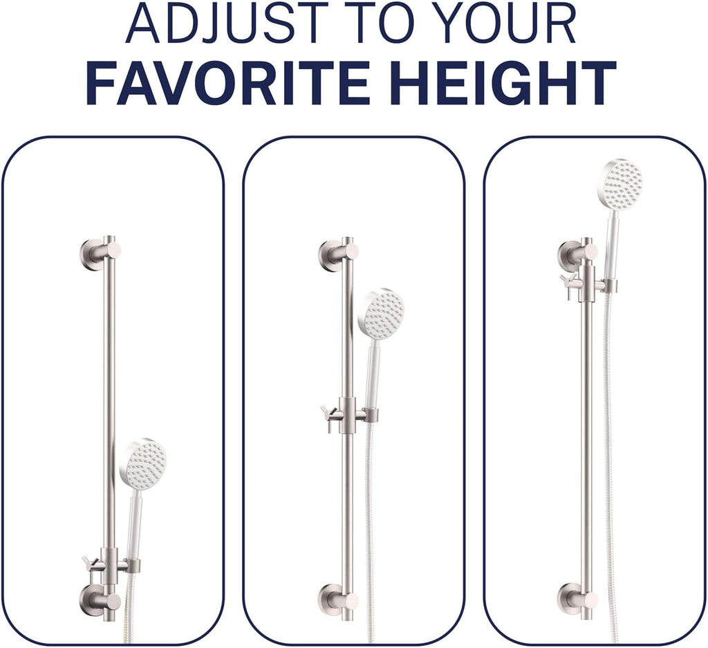 HammerHead Metal Shower Slide Bar Universal Adjustable Height, 27.5 Inch