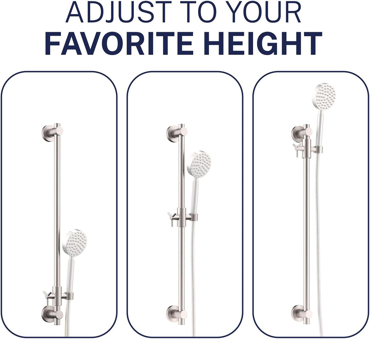 HammerHead Metal Shower Slide Bar Universal Adjustable Height, 27.5 Inch