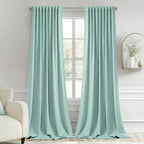MIULEE Aqua Back Tab Blackout Curtains 108 Inch Long 2 Panels Set by MIULEE