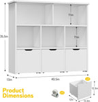 Teckid 2-in-1 Toy Storage Organizer with 5 Cubbies, Bookshelf & 3 Drawers
