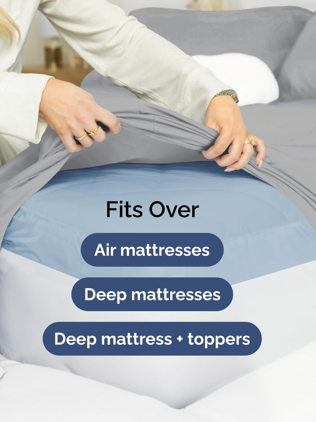 CGK Extra Deep Queen Sheet Set - 6pc Cooling Sheets - Steel Blue