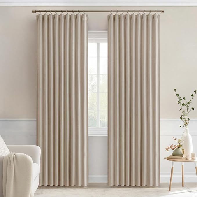 MIULEE Taupe Back Tab Blackout Curtains 84 Inch Length 2 Panels Set - Image 9
