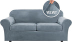 H.VERSAILTEX Real Velvet Plush 3 Piece Stretch Sofa Covers Couch Covers by HVERSAILTEX