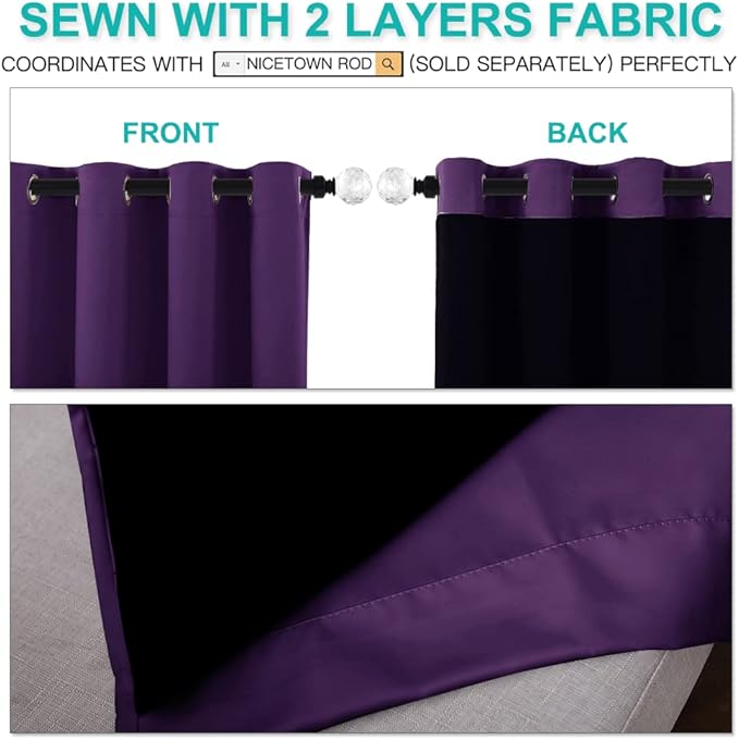 NICETOWN Room Warming 100% Blackout Curtain Panels, Noise Reducing and Cold - Image 5
