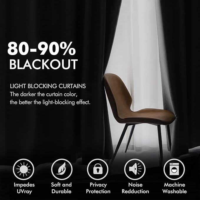 MIULEE Velvet Curtains Black Elegant Grommet Thermal Insulated Soundproof Room - Image 4