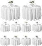 VidaFete Classic Series 10 Pack 120inch Round Polyester Table Cloth, White