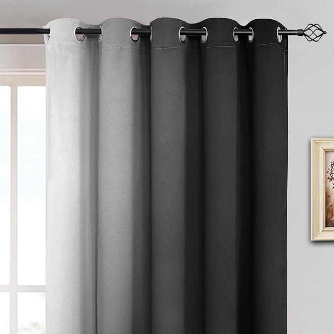 Yakamok Room Darkening Ombre Curtains 63 Inch Length, Light Blocking Grommet - Image 3