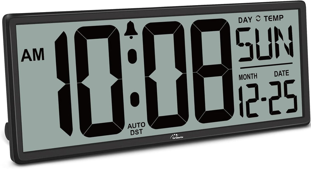 WallarGe 14.5'' Large Digital Wall Clock Battery Operated