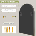 XRAMFY 24"x36" Black Arched Bathroom Mirror - Wall Mirror for Bedroom
