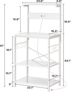 SUPERJARE Kitchen Bakers Rack with Power Outlet, Coffee Bar Table 4 Tiers, Kitchen Microwave Stand with 6 S-Shaped Hooks, Storage Shelf Rack for Spices, Pots and Pans - White