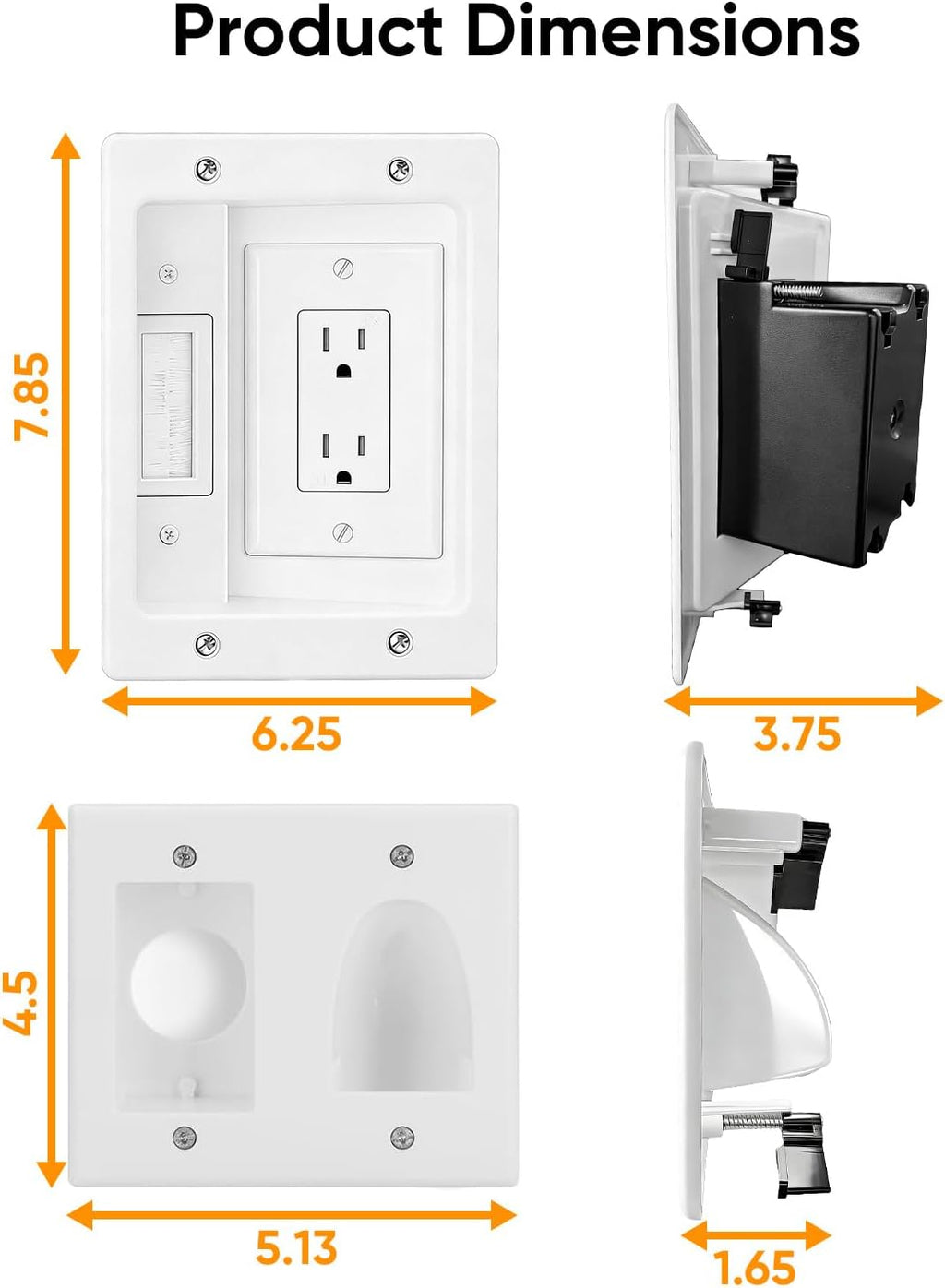 FORGING MOUNT in-Wall Cable Management Kit or Power & Low Voltage Cords, Cord Hider for Wall Mount TV with AC Outlets, Includes 6ft Extension Cord, Drill Templates