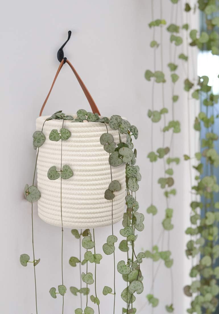 Goodpick 2 Pack Cotton Rope Wall Hanging Baskets for Home Decor
