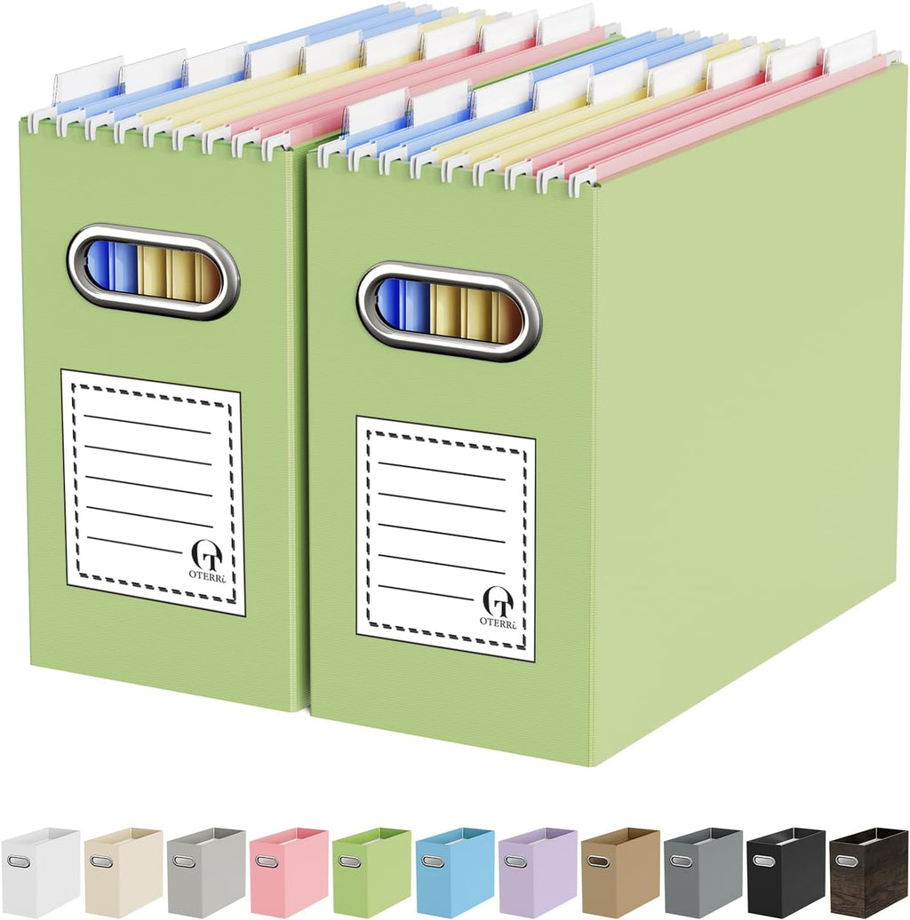 Portable Collapsible Cardboard File Box with Handle for Letter-Size