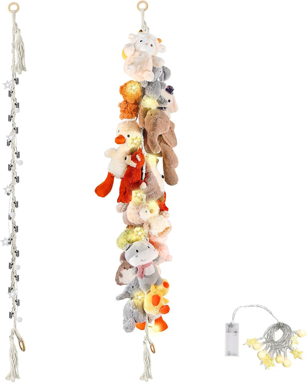 CERETIA 80" Stuffed Animal Organizer Chain, Corner Storage,Baby Blue,2pc