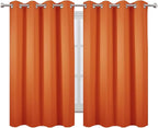 LEMOMO Blackout Curtains 66 x 54 Inch Long Orange Curtains Set of 2 Panels Room - Image 2