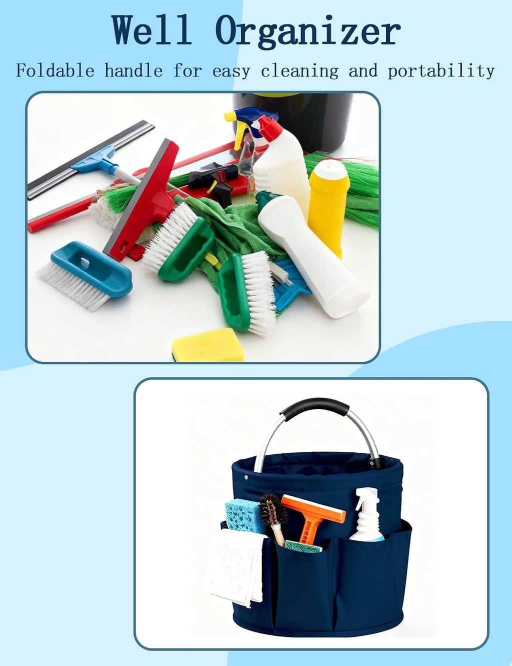 Cleaning Caddy with Handle, for Cleaning Supplies Organizer Bucket