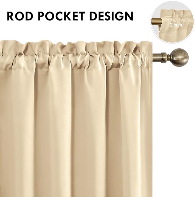 DWCN Beige Short Room Darkening Curtains - Image 4