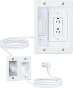 FORGING MOUNT in-Wall Cable Management Kit or Power & Low Voltage Cords, Cord Hider for Wall Mount TV with AC Outlets, Includes 6ft Extension Cord, Drill Templates