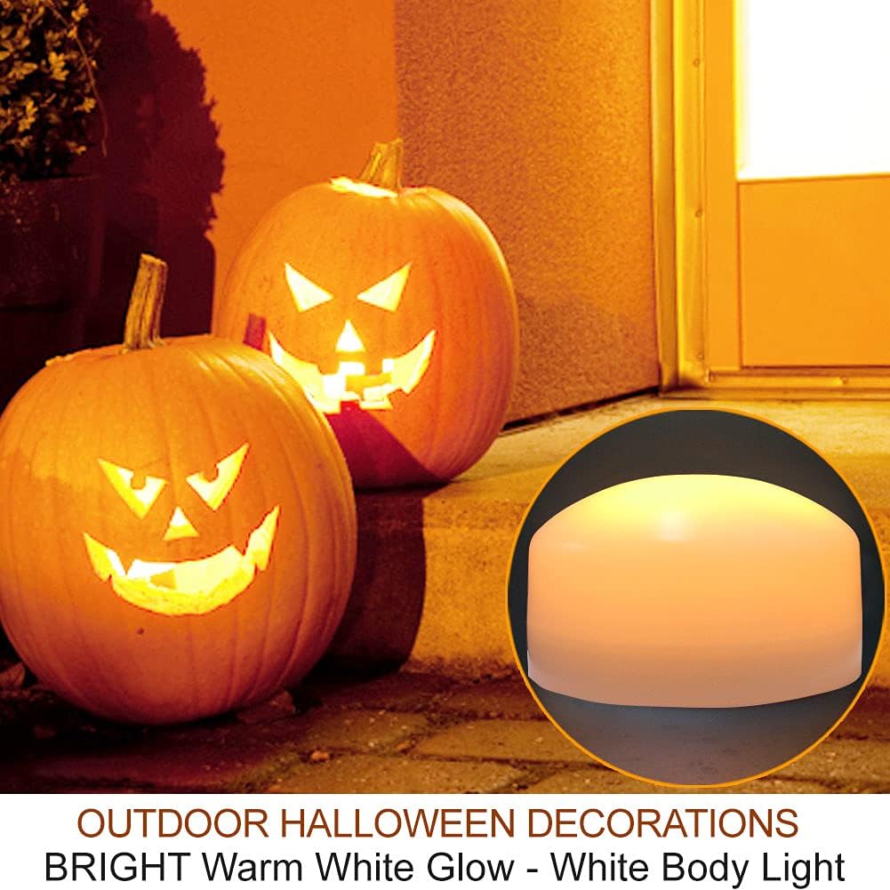 2-Pack Large Halloween Pumpkin Lights with Remote and Timer - White Pumpkin Lights Battery Operated Halloween Decor - Bright Jack-O-Lantern Decorations