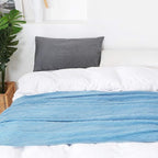 BOURINA Blue Throw Blanket 60x80 Inches Throw Textured Solid Soft Sofa Throw - Image 3