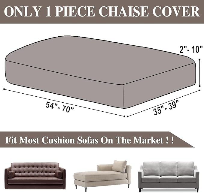 Couch Cushion Cover Chaise Lounge Cover Washable Separate Seat Chaise Couch - Image 6