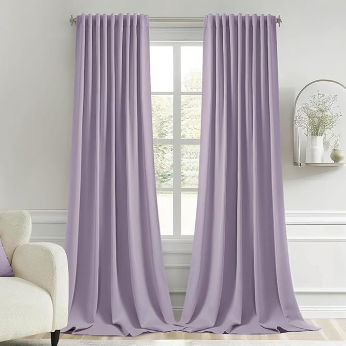 MIULEE Lilac Back Tab Blackout Curtain 96 Inch Long 2 Panels Set by MIULEE