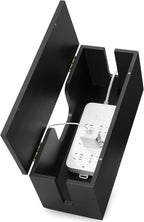 Large Cable Management Box - Wood Cable Organizer Box and Power Strip Box for Electrical Cord Management - Hide Desk Cord and Floor Cables - Wire Storage and Organization for Cords, Black