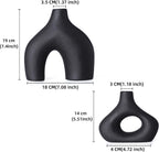CEMABT Black Ceramic Vase Set of 2 for Modern Minimalist Bohemian Decor，Round Matte Donut Vases for Pampas Grass-Perfect for Living Room, Dining Table, Office Bedroom Shelf Decor Entryway, Console
