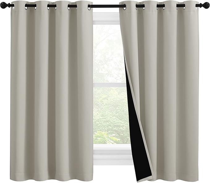 NICETOWN 100% Blackout Curtains 57 inches Long, Double-Deck Completely Blackout by NICETOWN