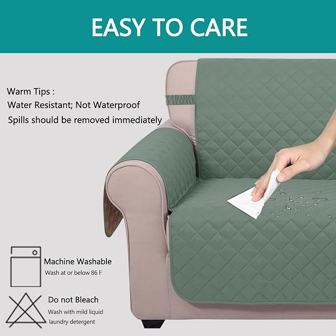 U-NICE HOME Reversible Oversized Chair Covers Quilted Water Repellent Pet - Image 4