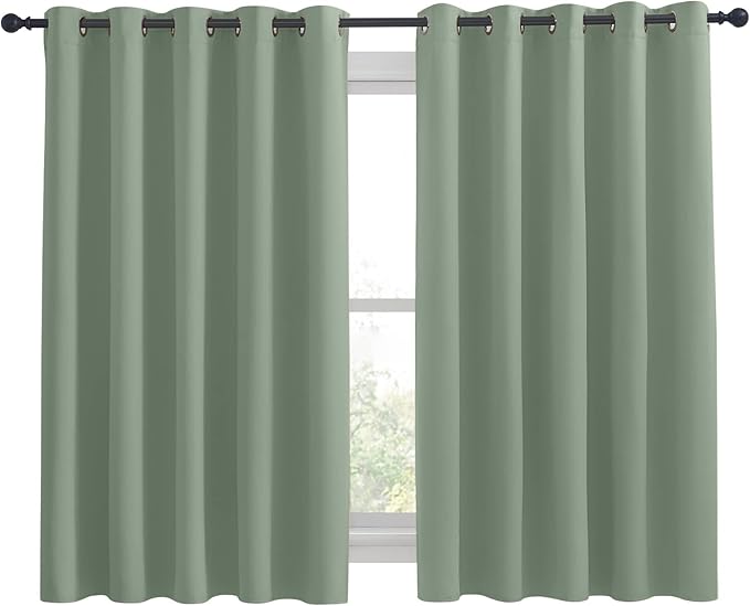 NICETOWN Thermal Insulated Greyish Green Blackout Curtains - Image 2