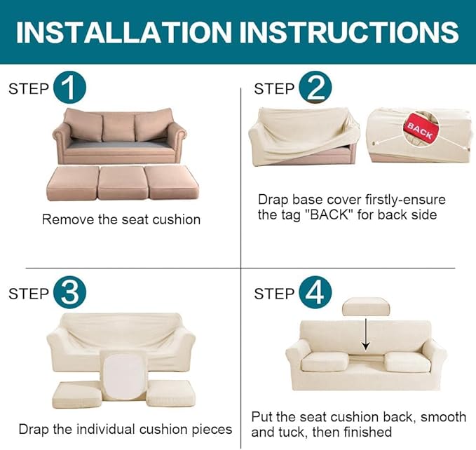 Turquoize 4 Piece Couch Cover Sofa Covers - Image 7