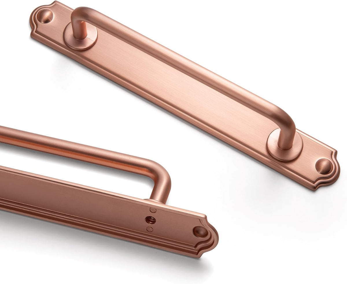 Goo-Ki 5.04" c-c Brushed Copper Cabinet Pulls with Backplate Zinc Alloy Kitchen Cabinet Hardware - 2 Pack Drawer Pulls Solid Dresser Handles with Spacer