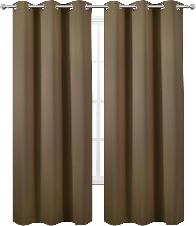 LEMOMO Brown Thermal Blackout Curtains/42 x 84 Inch/Set of 2 Panels Room - Image 2