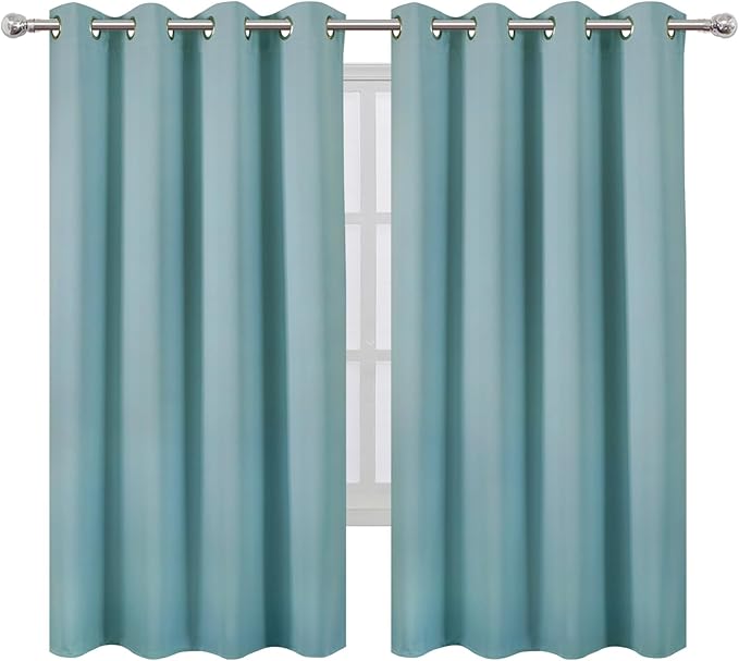 LEMOMO Stone Blue Blackout Curtains 66 x 63 Inch Length/Set of 2 Curtain - Image 2