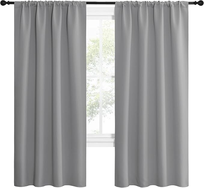 NICETOWN Silver Grey Blackout Curtains - Image 2
