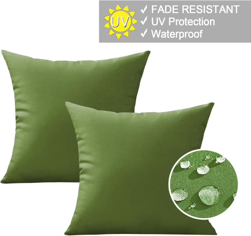 VAKADO Outdoor Waterproof Throw Pillow Covers 18X18 Set of 2 Decorative Army Green Patio Furniture Cushion Cases Outside Decor for Couch Garden Bench Porch