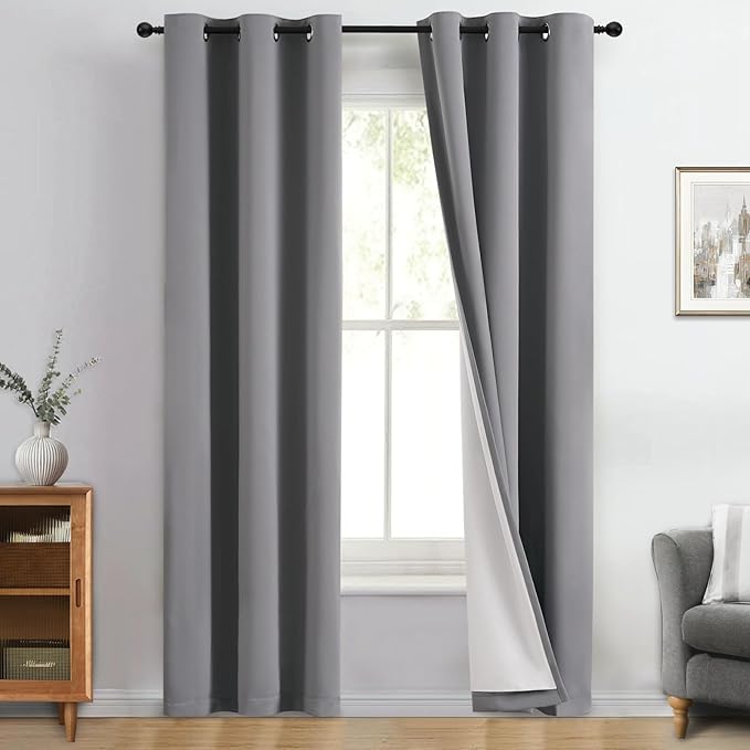 Yakamok 100% Blackout Curtain Panels 84 inches Cold and Light Blocking Drapes by Yakamok