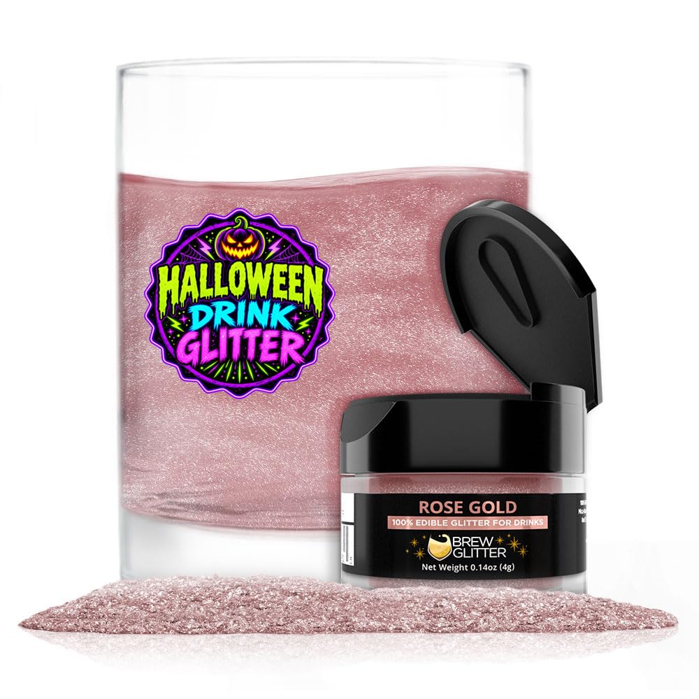 Blacklight Reactive Edible Glitter for Drinks, Variety Pack, Glowing Green, Yellow, Orange & Pink, 4 Pack